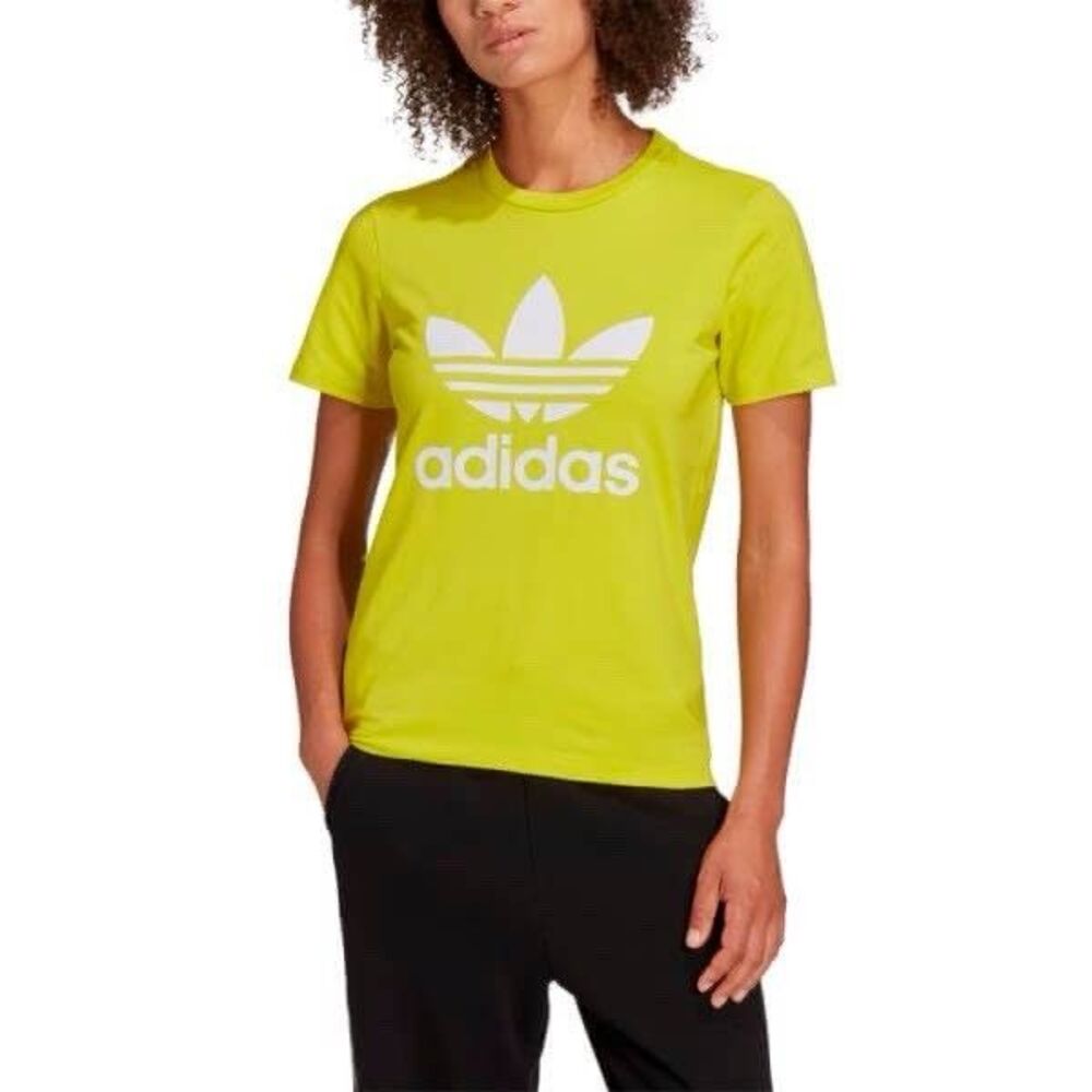 adidas Originals Trefoil T-Shirt – Yellow (HE6872) Womens S Shock Slime NWT